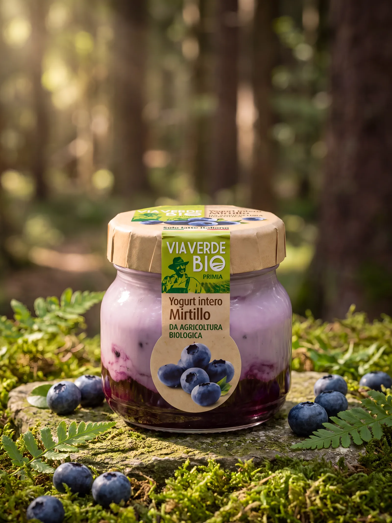 Yogurt ai mirtilli nel bosco